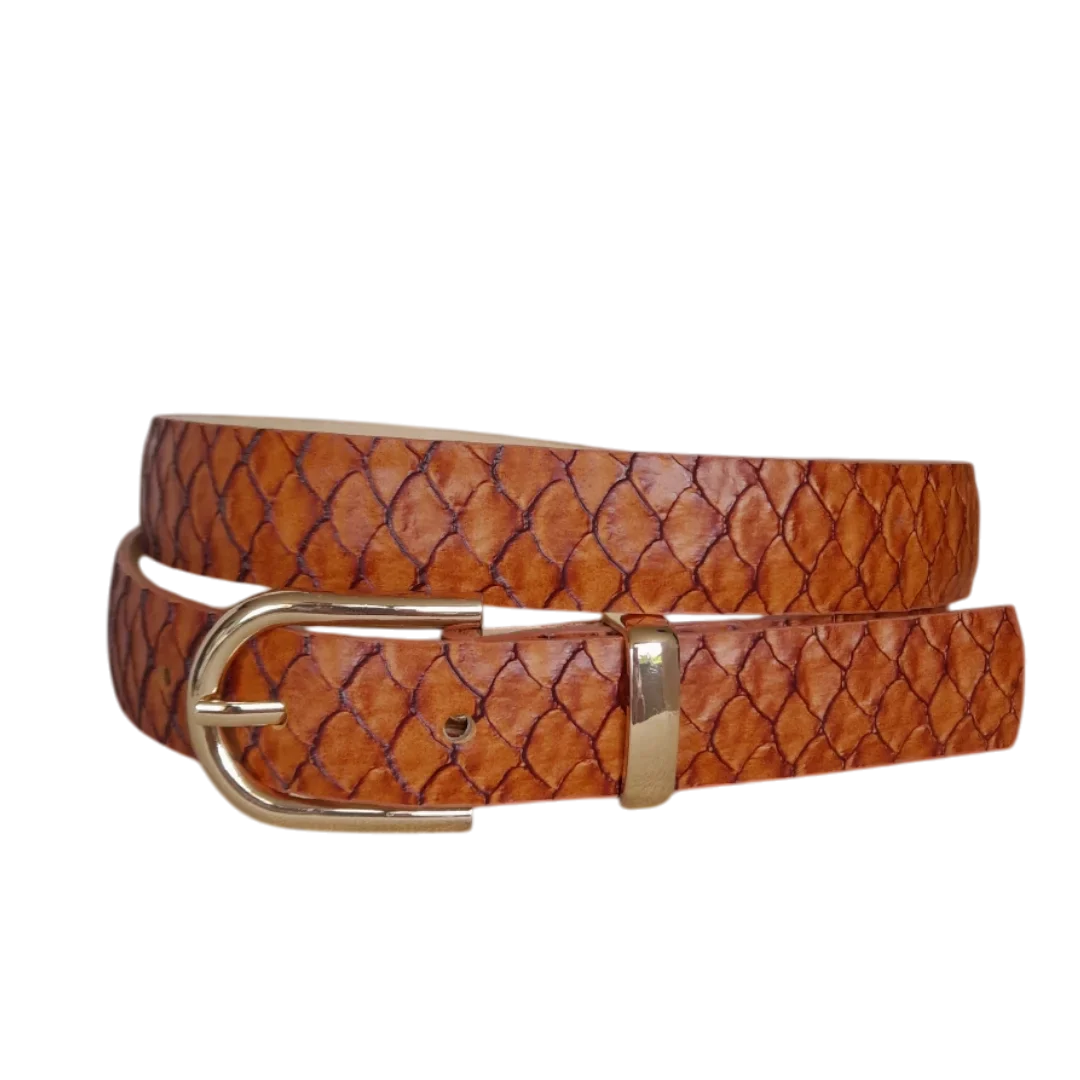 Ladies Leather Belt in Honey Koi Color