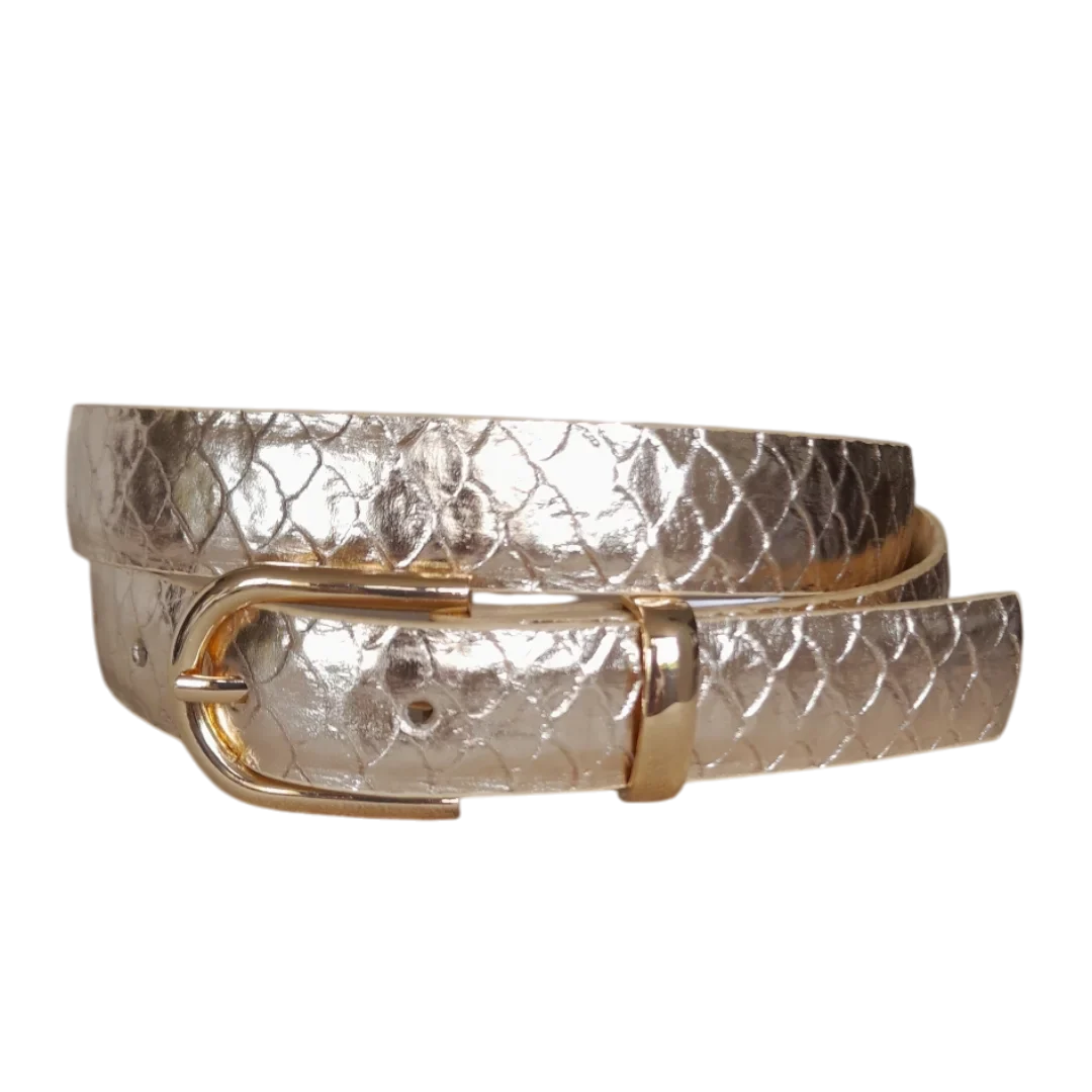Ladies Leather Belt in Koi Gold