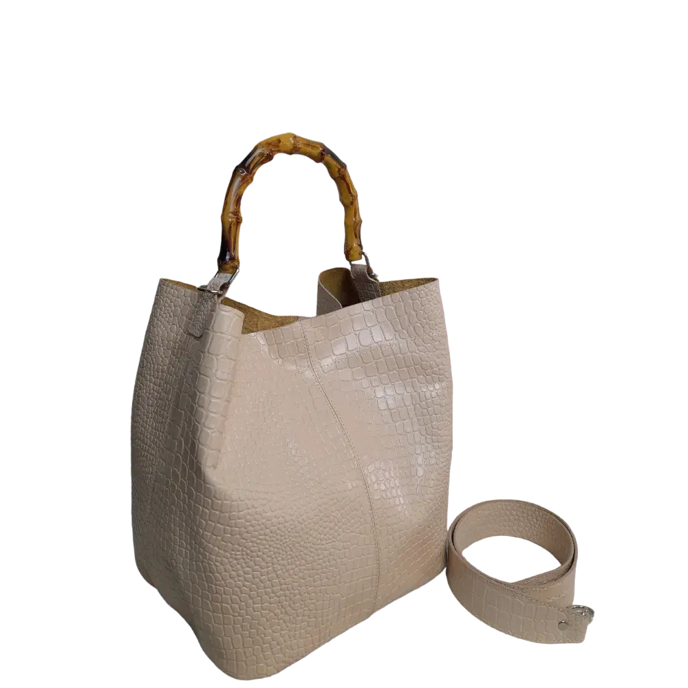 Claire Handbag in Nude Reptile Design