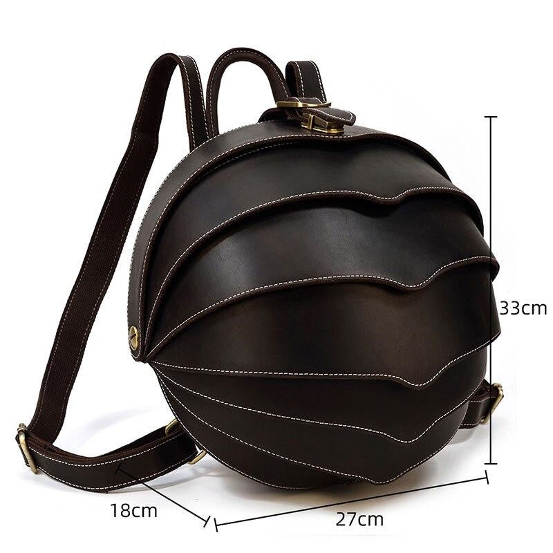 Leather Backpack in Beetle Style for Women