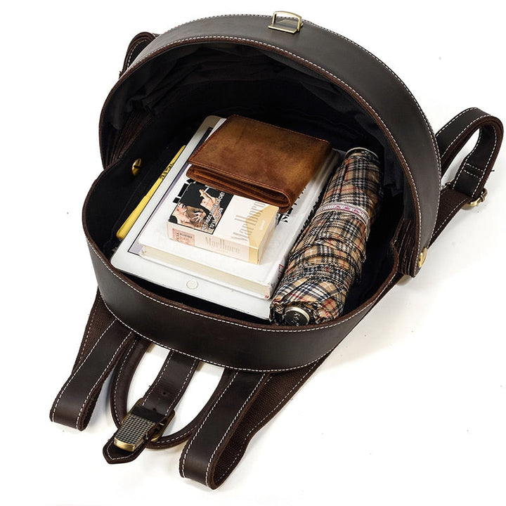 Leather Backpack in Beetle Style for Women