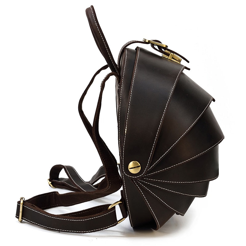 Leather Backpack in Beetle Style for Women