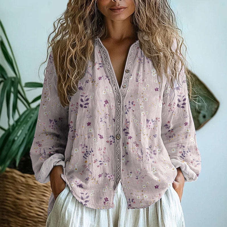 Ambre™ Vintage Leaf Print Blouse