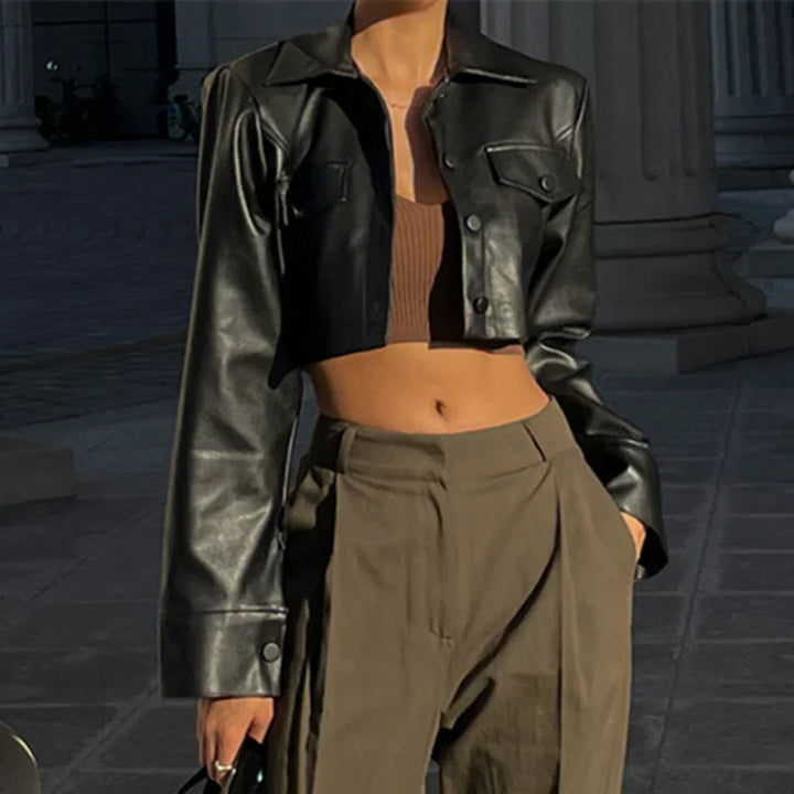 Élise™ | Stylish Faux Leather Jacket
