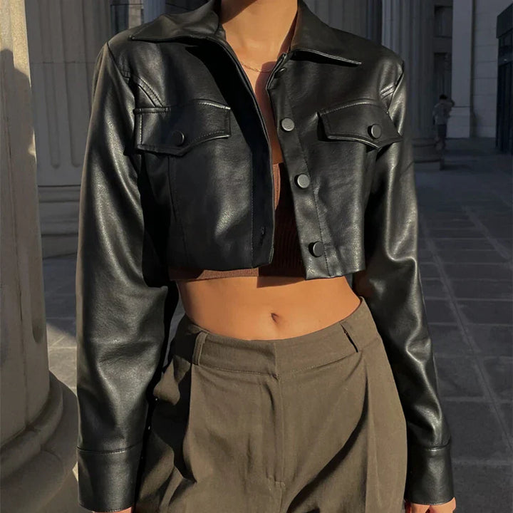 Élise™ | Stylish Faux Leather Jacket