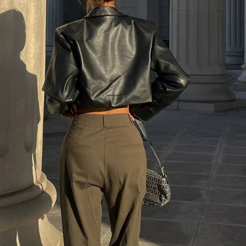 Élise™ | Stylish Faux Leather Jacket