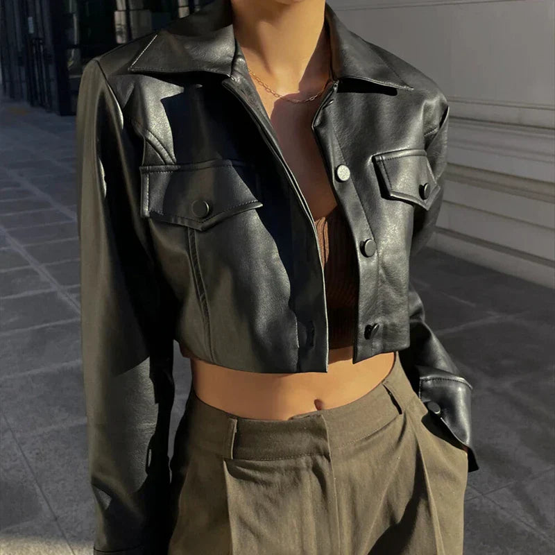 Élise™ | Stylish Faux Leather Jacket