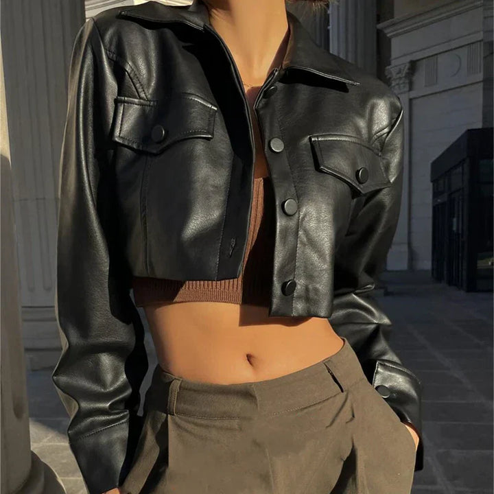 Élise™ | Stylish Faux Leather Jacket